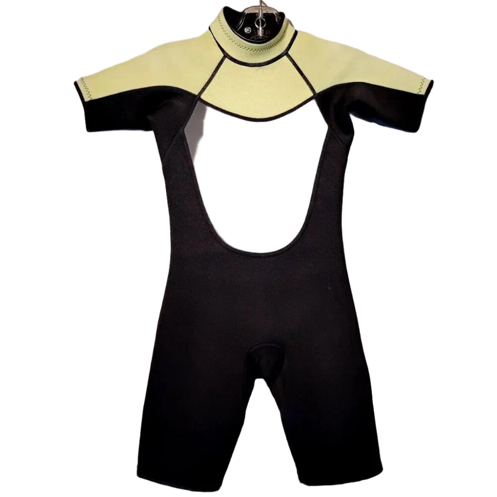 Men's Neoprene Shorty Lime Green & Black Short Sleeve Wetsuit Size Medium